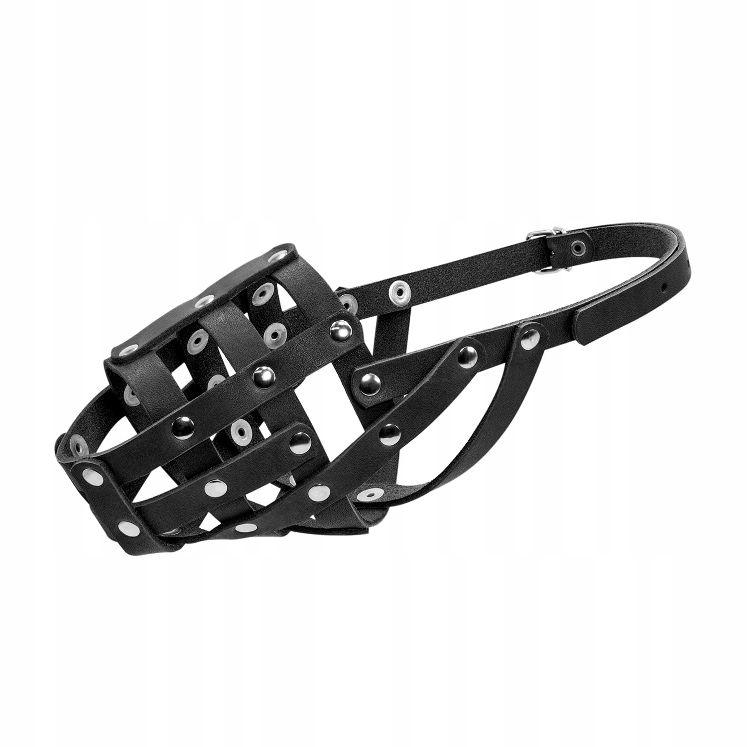 Levně Kožený náhubek pro psa Černý Nastavitelný Délka tlamy 11 cm Obvod 26 cm