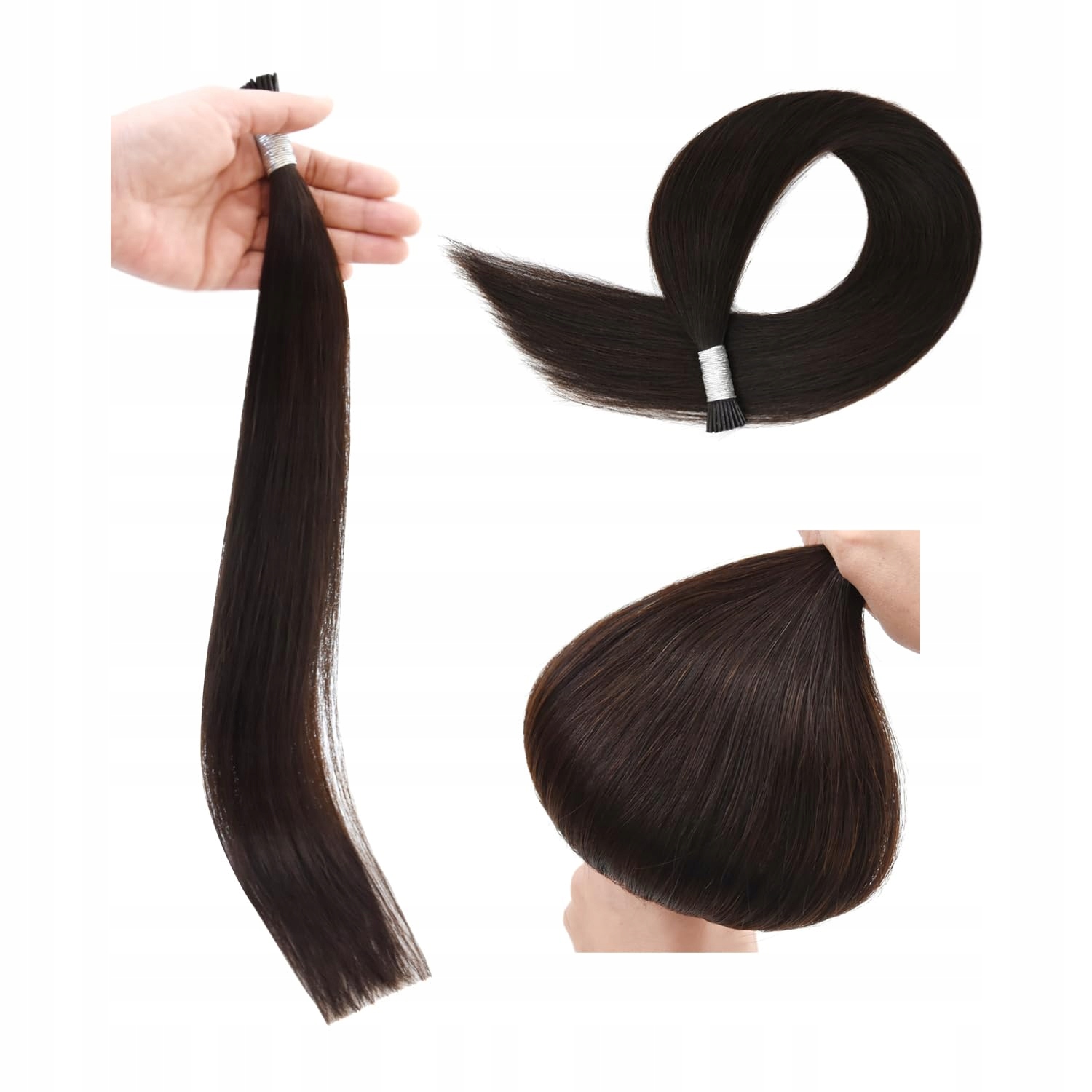 I Tip Hair Extensions 40 g Keratin z pravých vlasů 40 cm Tmavě hnědý