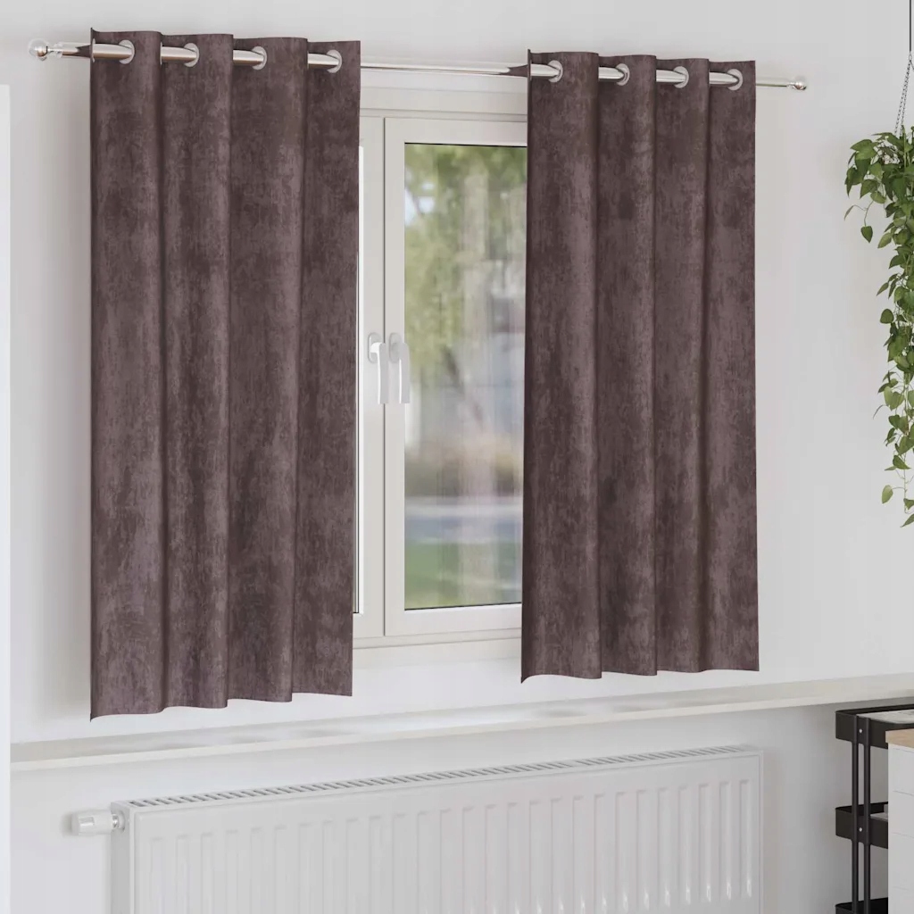 vidaXL Sametové závěsy se záclonami 2 pcs Hnědá 175 x 140 cm samet