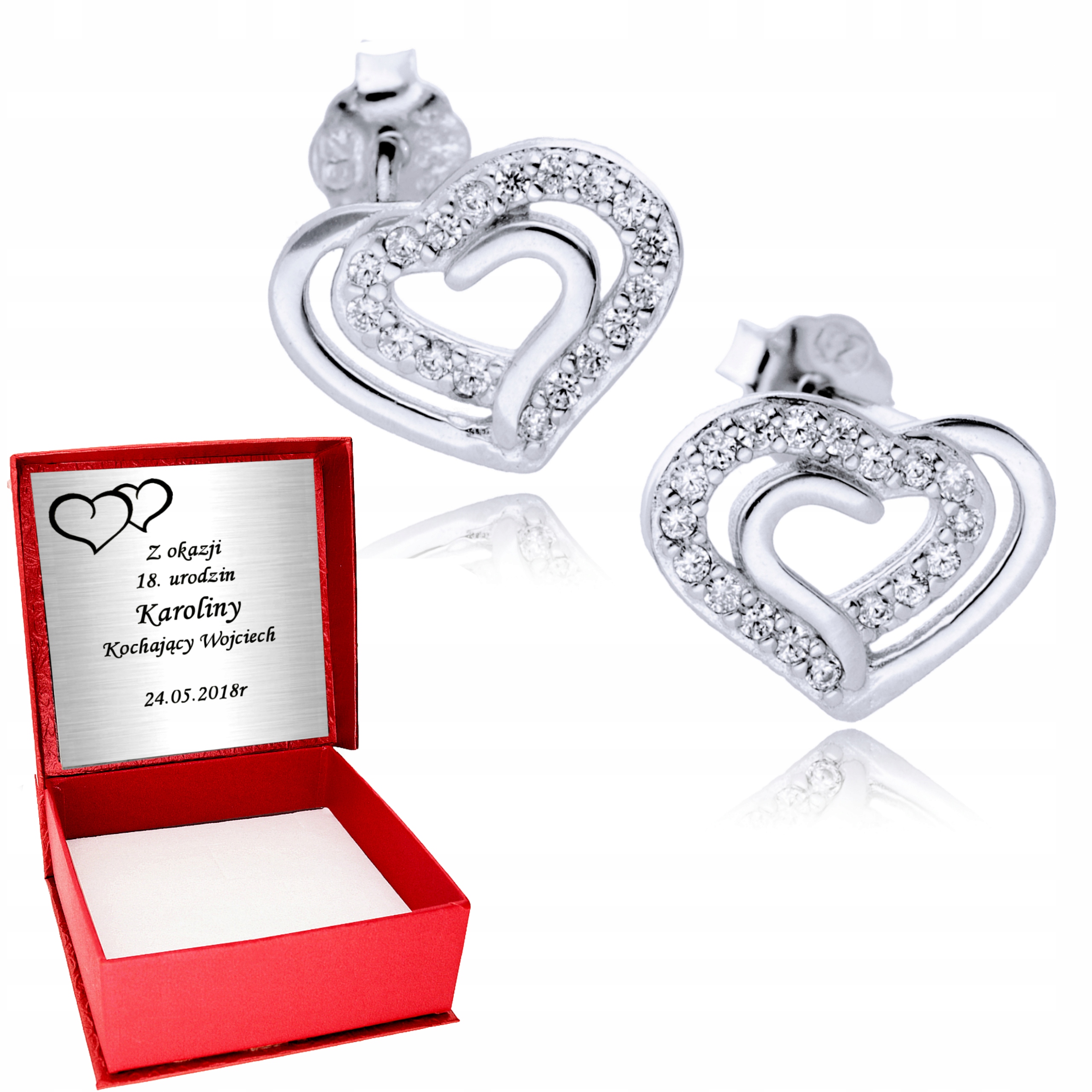 

Srebrne Kolczyki 925 Serca Serduszka