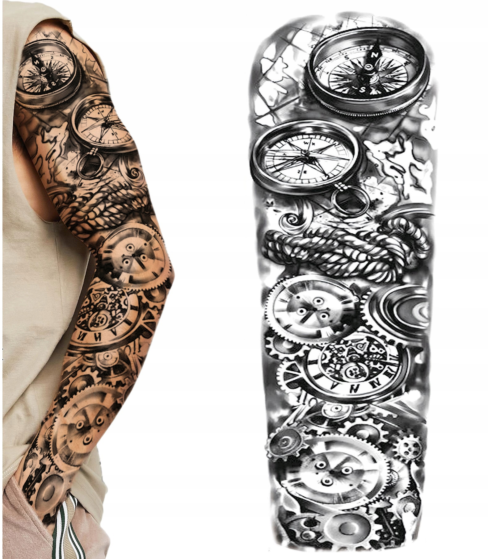 

Tatuaż tymczasowy rękaw biomechanika kompasy