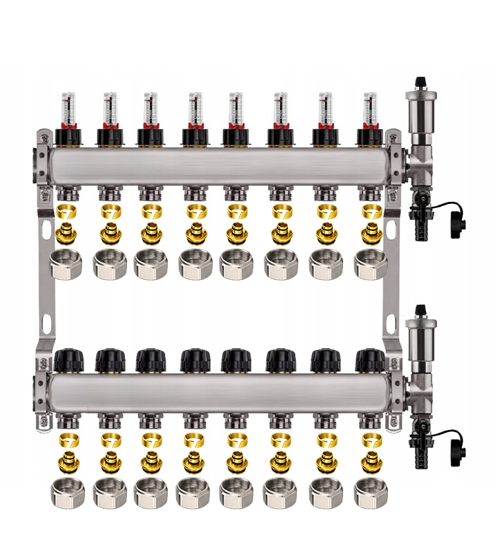 Rozdělovač pro podlahu nerezový 8-okruhové podlahové vytápění Pex