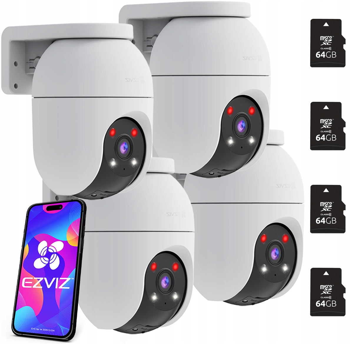 4x 5Mpx otočná WiFi kamera 3K Dual Light Externá CS-C8c karta 64GB