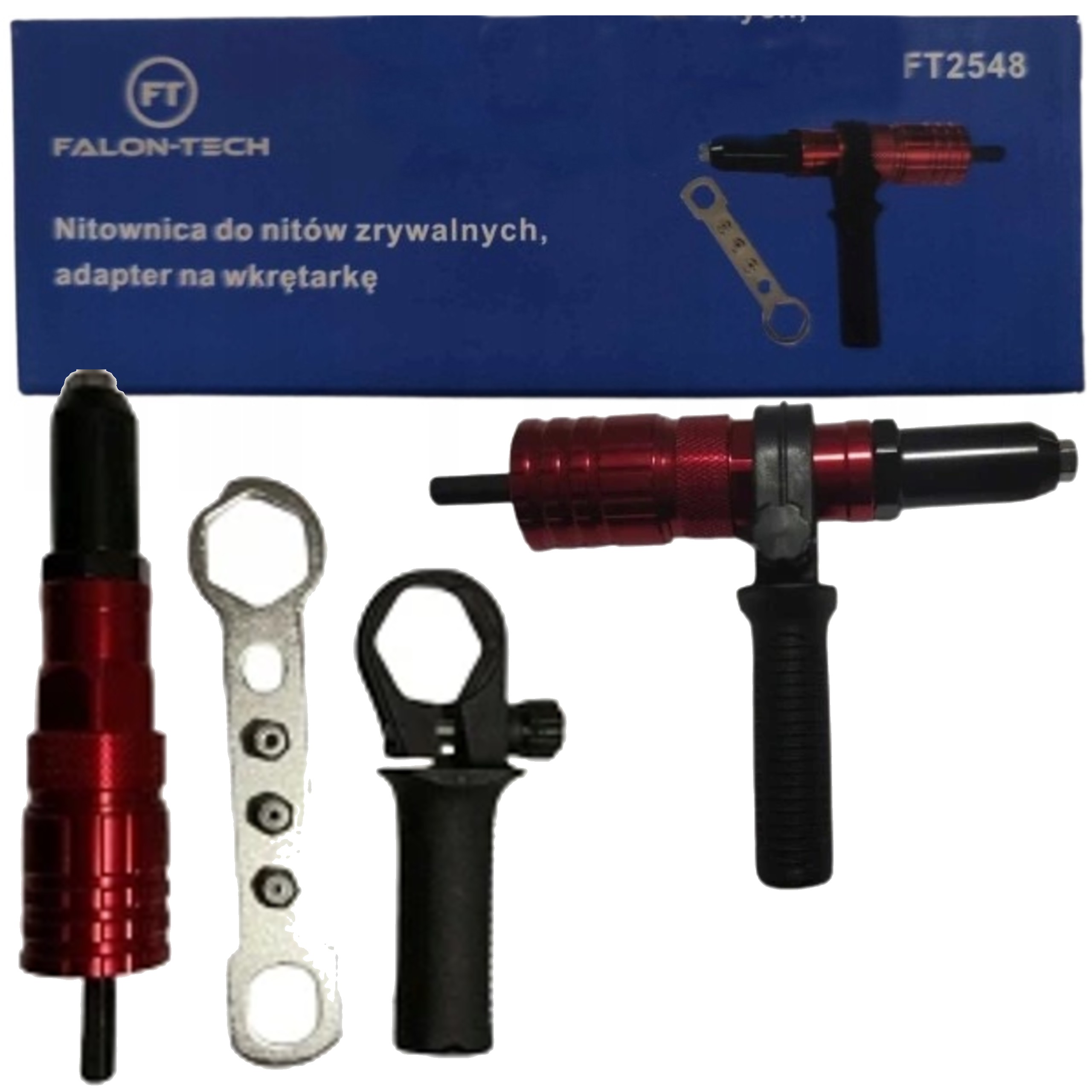 Nitownica Adapter Do Nitów Na Wkrętarkę Z Rączką 2,4-4,8MM Falon Tech