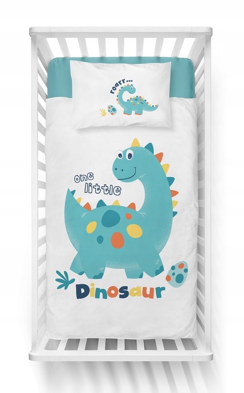 

Pościel bambusowa 90x120 Dino dinozaury biała