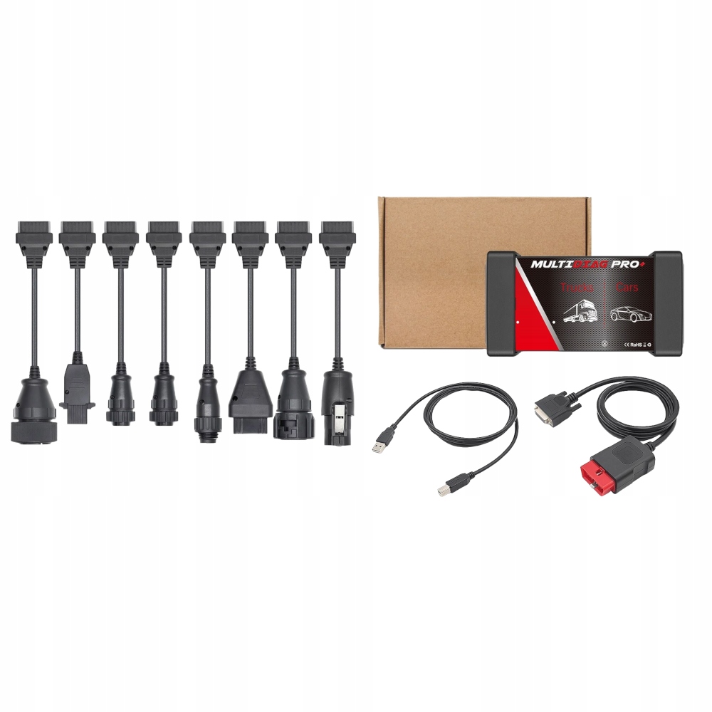 Tester Diganostického rozhraní Multidiag Pro+ Bt OBD2 8 nákladních kabelů