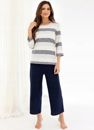 Dámské pyžamo 719 Regina tmavě modrá viskóza bavlna 3/4 rukáv