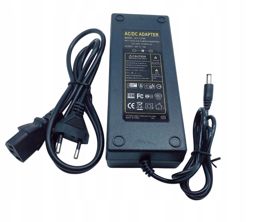 ZASILACZ IMPULSOWY DC 5,5/2,1mm DO OŚWIETLENIA TAŚMA LED 12V 230V 10A 120W