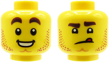

Lego głowa główka figurki męska, uśmiech język