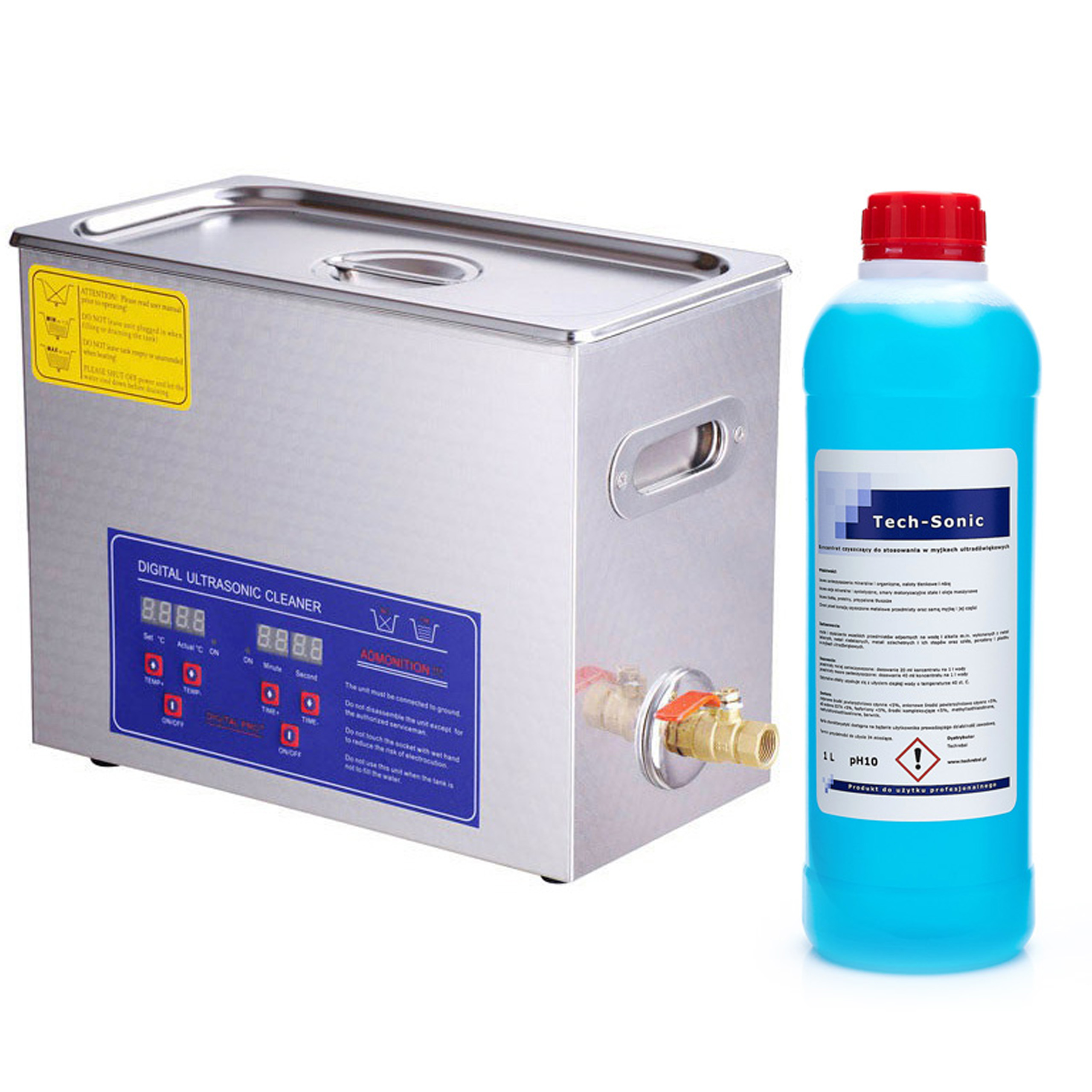 Myjka Wanna Ultradźwiękowa PS-30A Do Serwisu 580W 6L Koncentrat 1L Duża