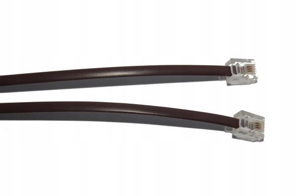 Kabel telefoniczny modularny RJ14(6p4c) wtyk/wtyk brązowy, 10m