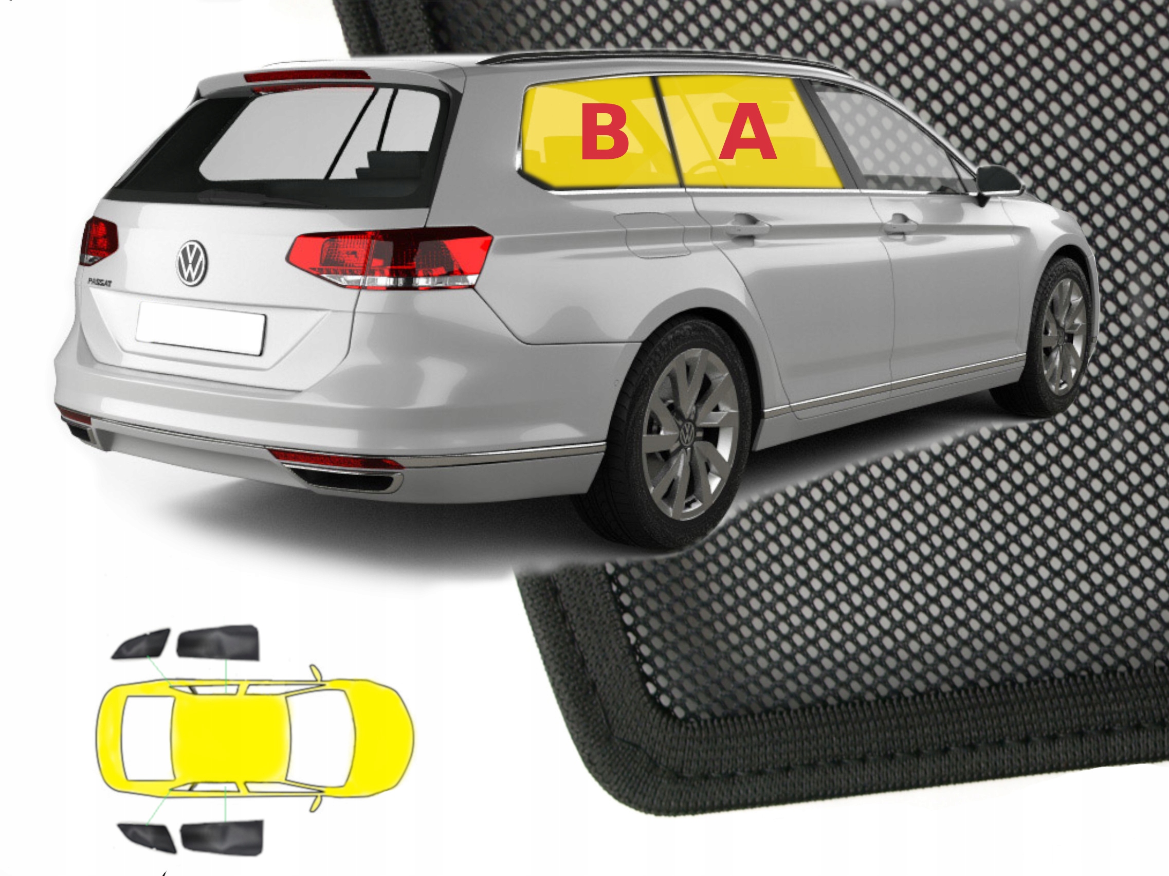 Záclony sluneční clony určené pro Vw Passat B8 kombi