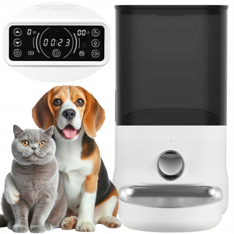 Levně Dávkovač Automatický Podavač krmiva pro kočky psa programátor Dogness 6 l