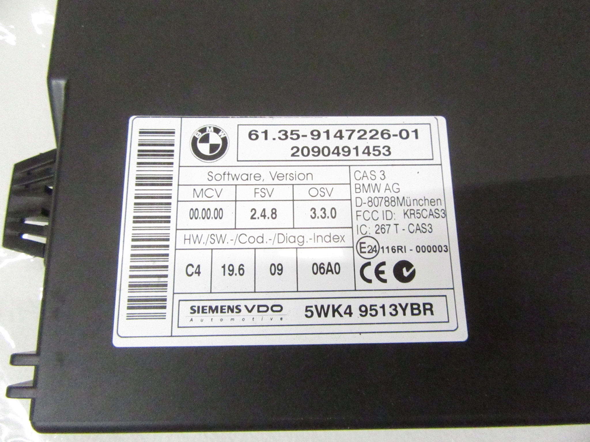 Unité de contrôle CAS 3 BMW e60 e61 e81 e82 e87 e88 e90 e91 e92 e93 Mini 9147226
