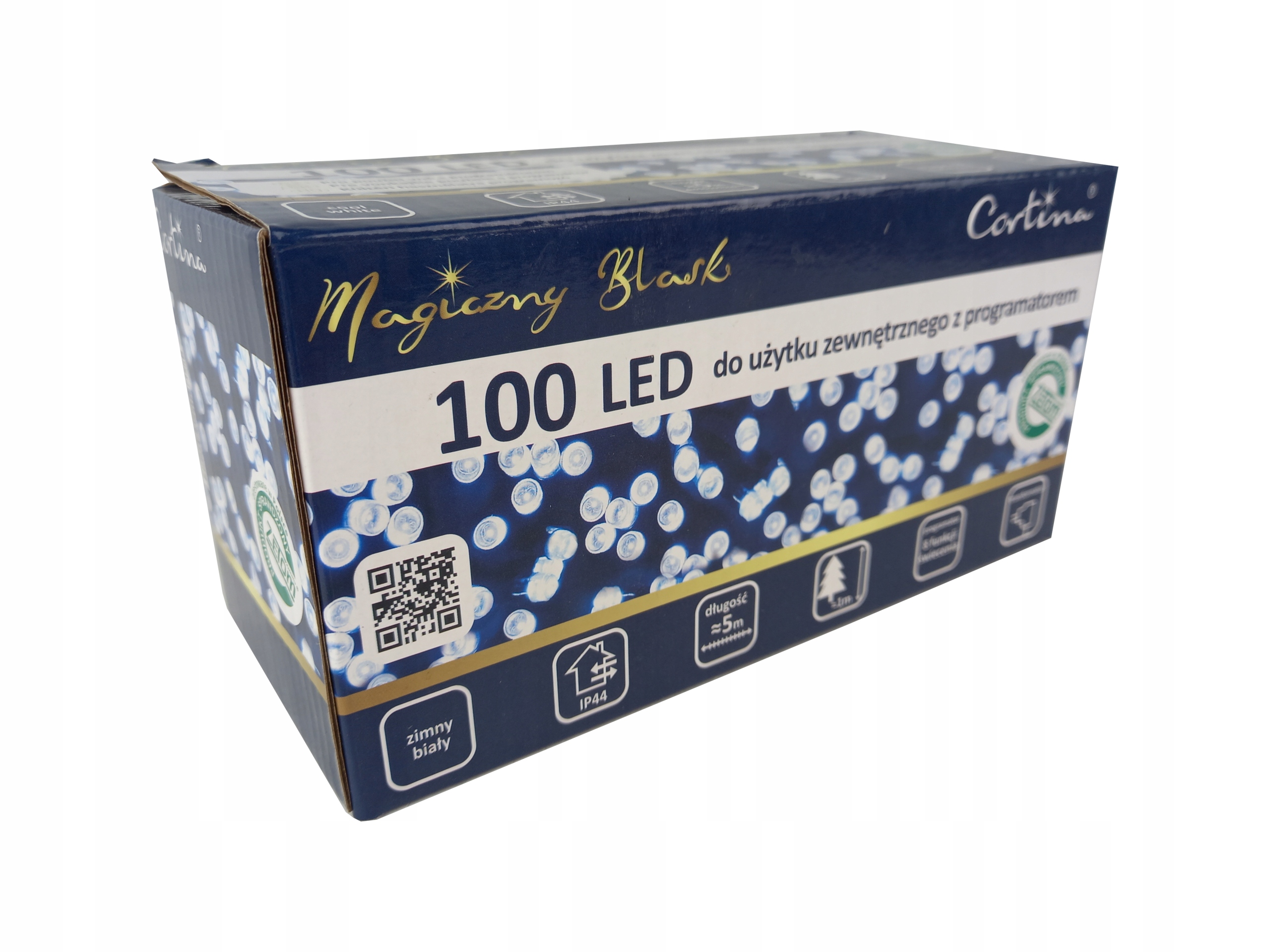 LAMPKI CHOINKOWE 100LED ZIMNY BIAŁY PROGRAMATOR IP44 TRANSFORMATOR