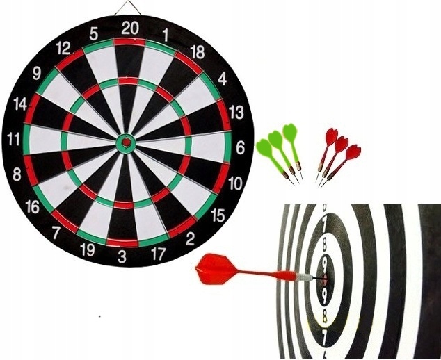 DUŻA 41cm DWUSTRONNA DREWNIANA TARCZA DART RZUTKI 1511 Nazwa 5908266371511