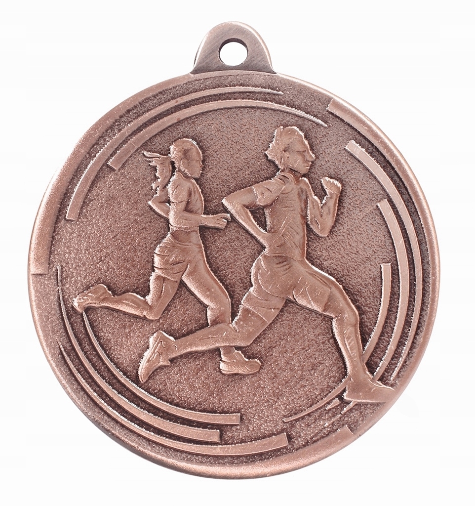 MDX606-B-zestaw 10szt Medal stalowy Biegi, kolor brązowy, średnica 50mm,