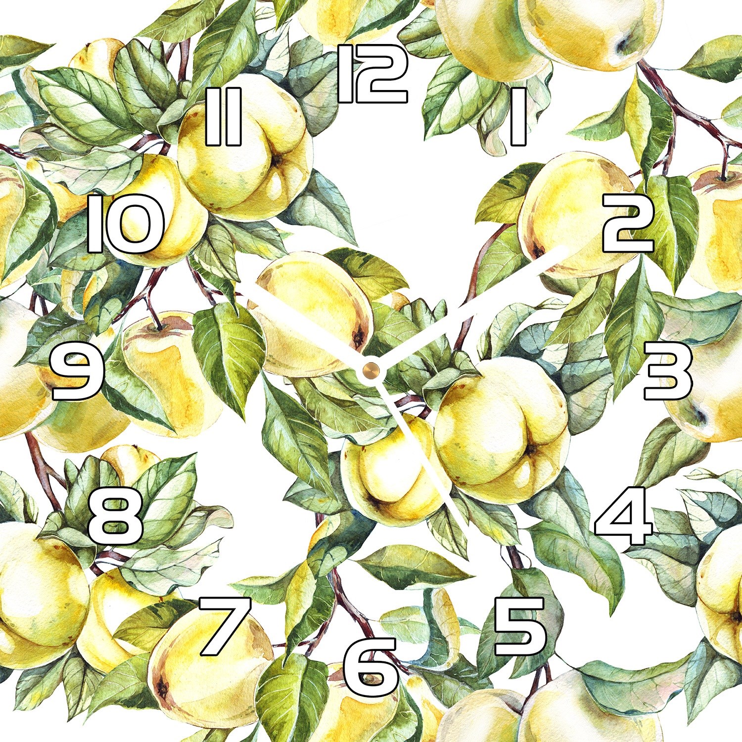 

Szklany zegar na ścianę Jabłka na gałęzi 30x30 cm