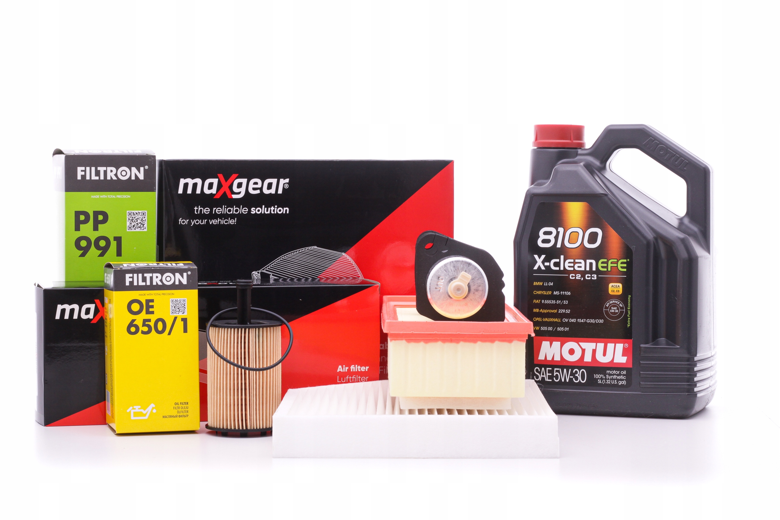 Sada filtrů Audi A4 B8 2.0 Tdi Cagc Cagb Caga olej Motul Efe 5W30 5L