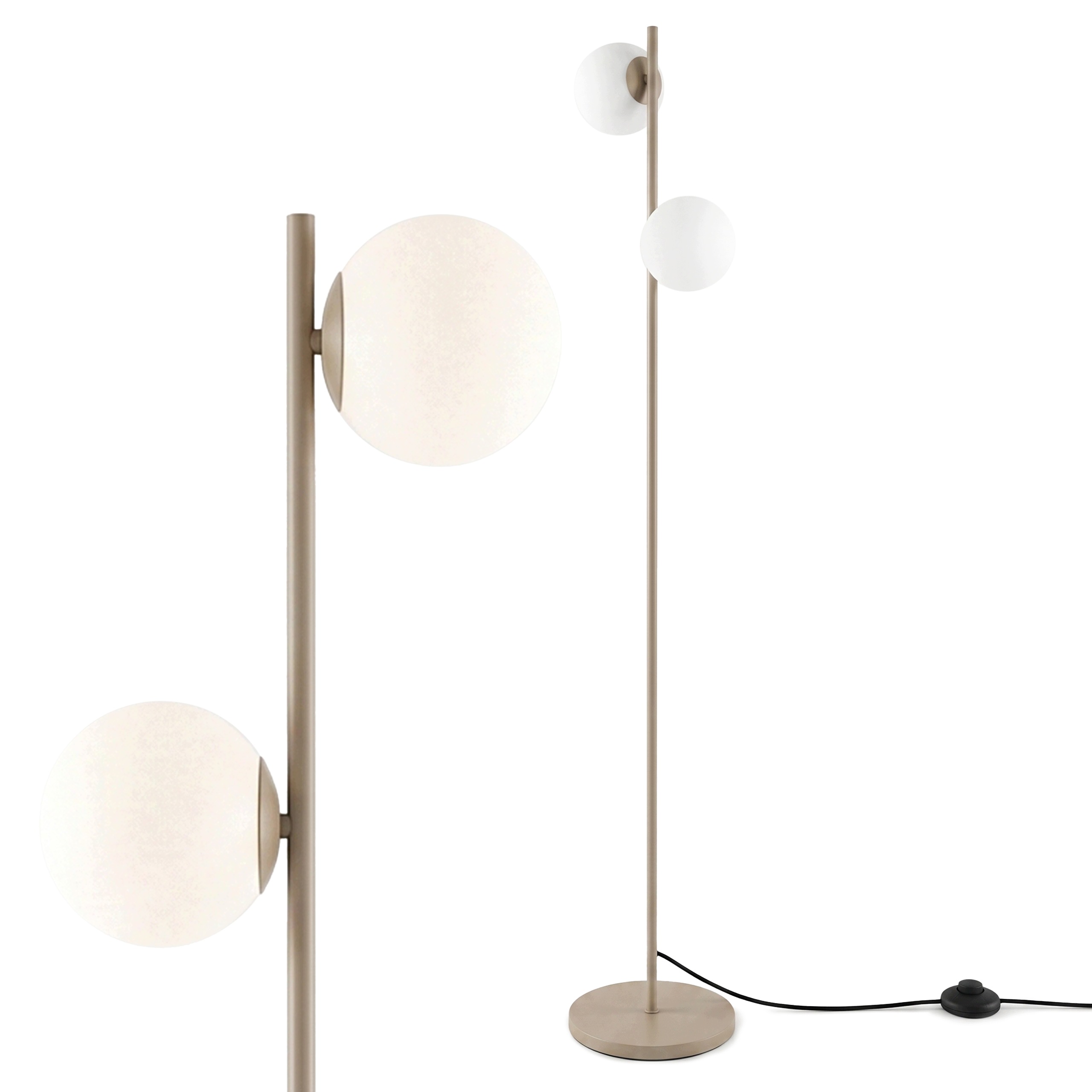 Stojací podlahová Led lampa 2X G9 Kule Lampička na čtení Vypínač Béžová