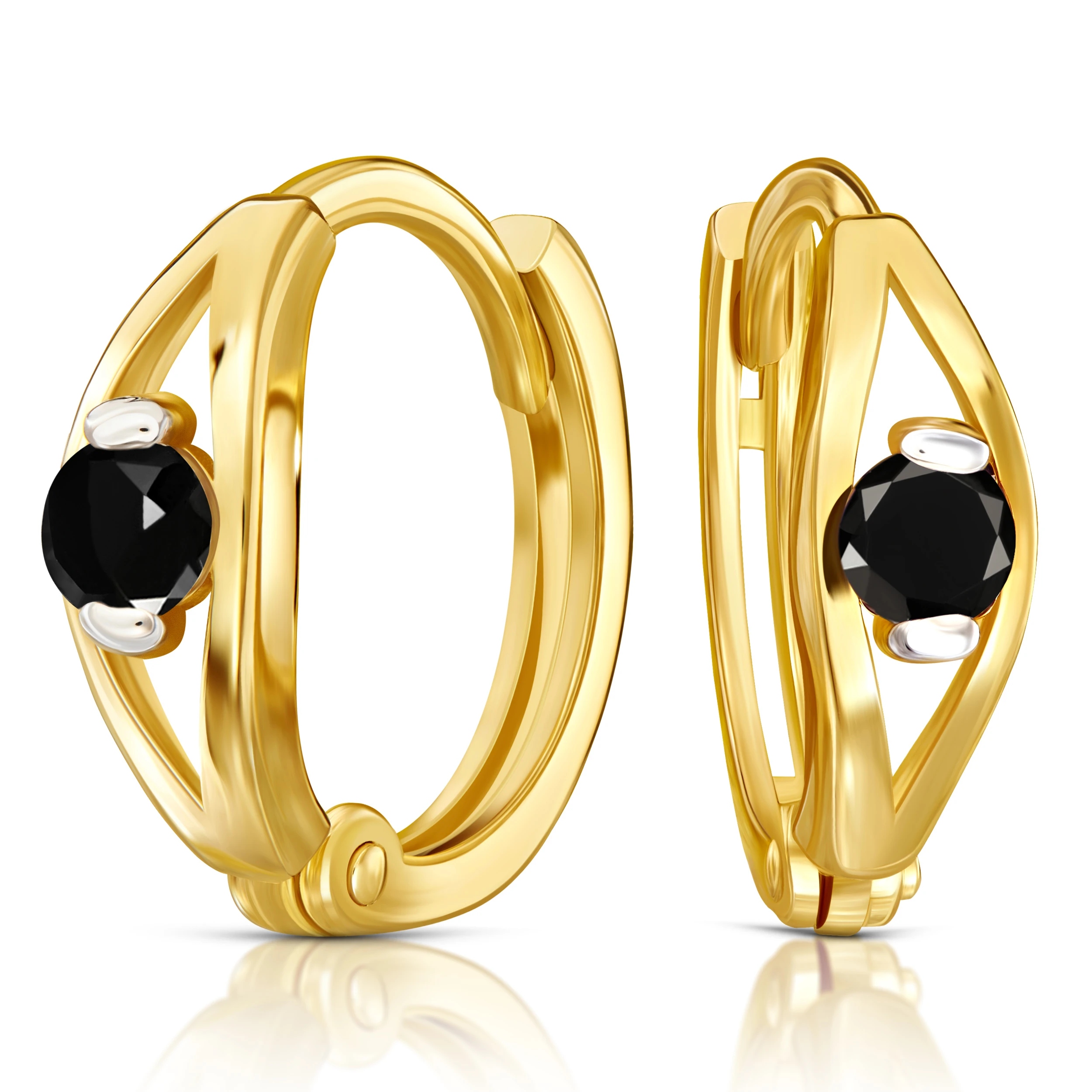 Zlaté Náušnice S Černým Očkem Ryzost 585