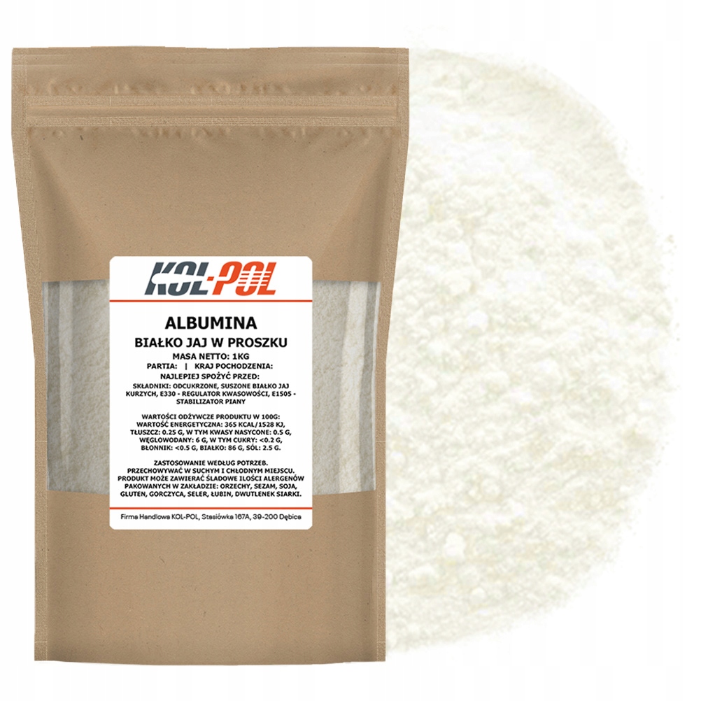 Albumina Wysokopienista 1kg Białko Jaj w proszku Kol-Pol