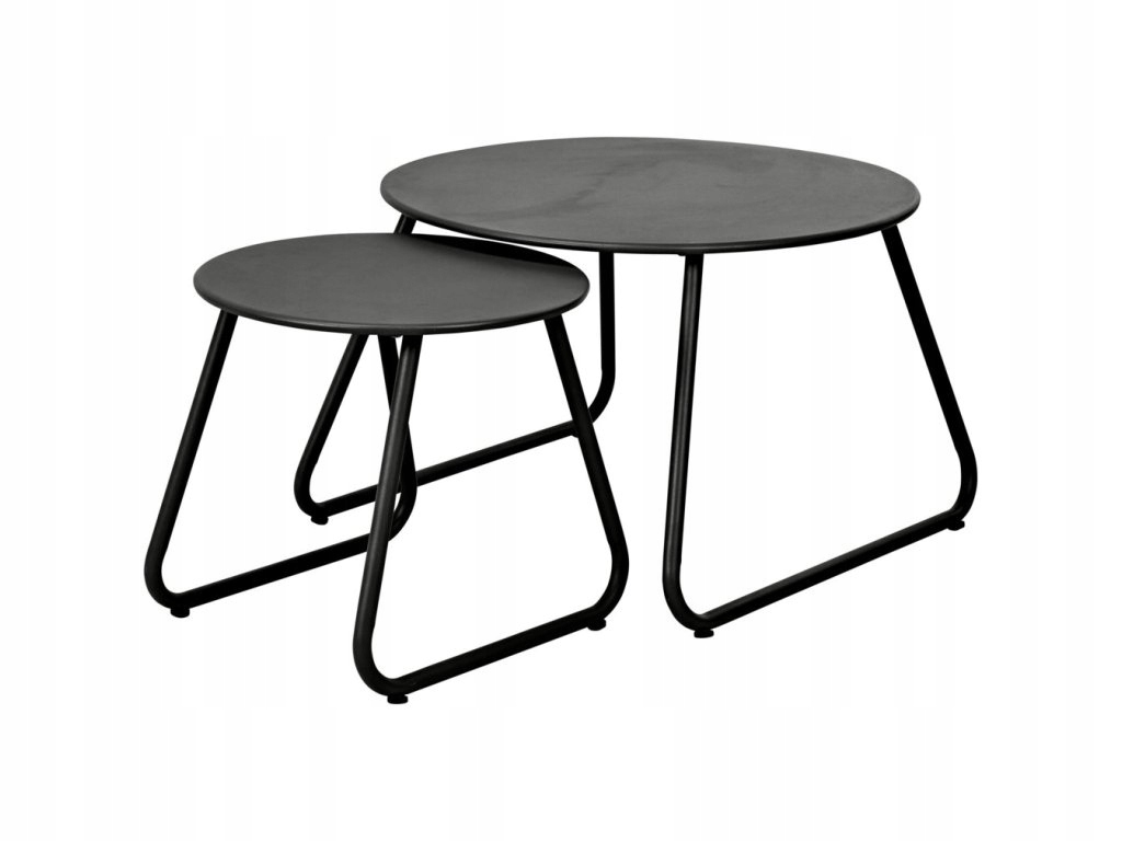 Súprava kovových odkladacích stolíkov, Ø 40 cm, Ø 60 cm, čierna farba