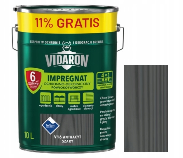 

Vidaron Impregnat Powłokot. V16 Antracyt Szary 10L