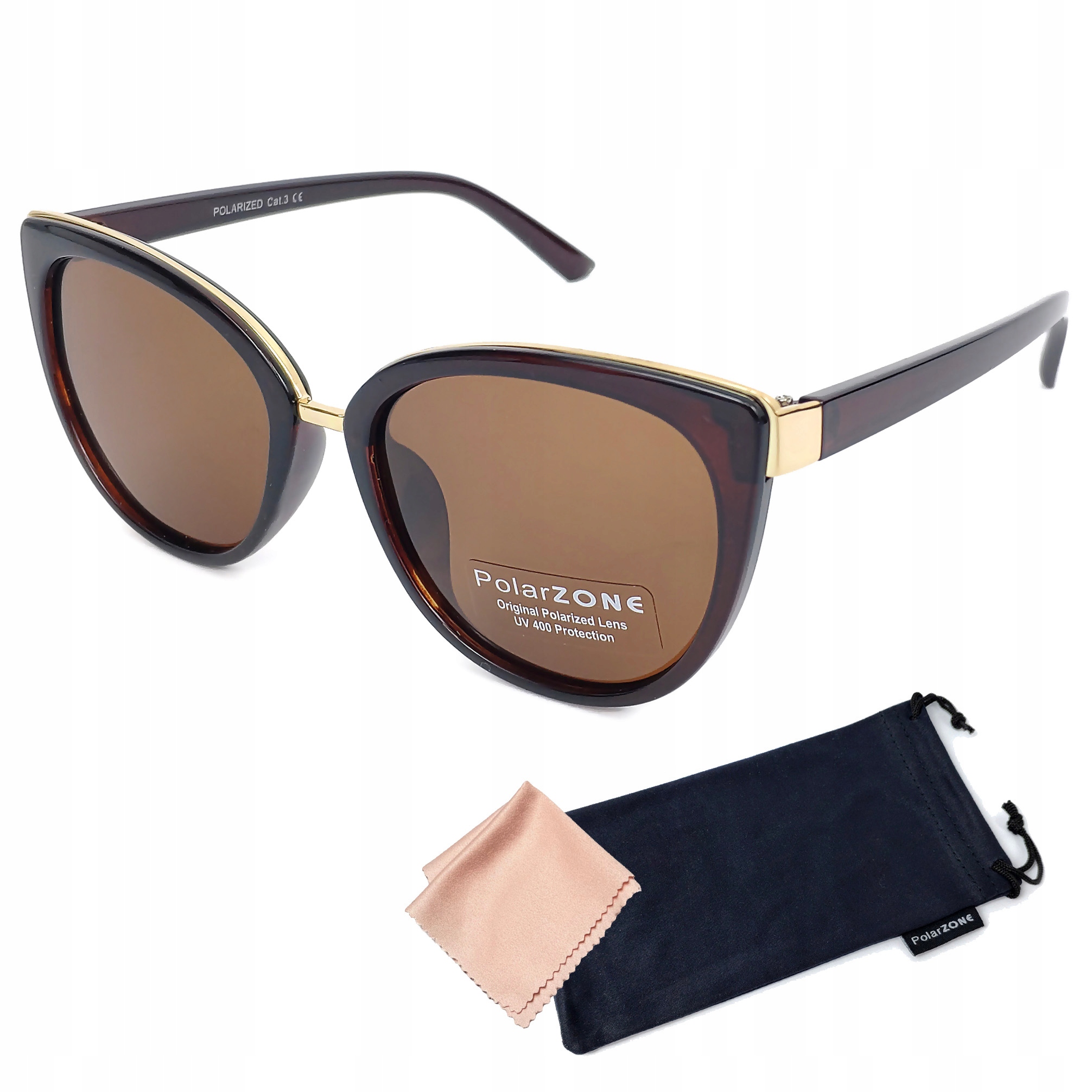 Sluneční Brýle Polarizační Uv Dámské Kočičí Hnědé