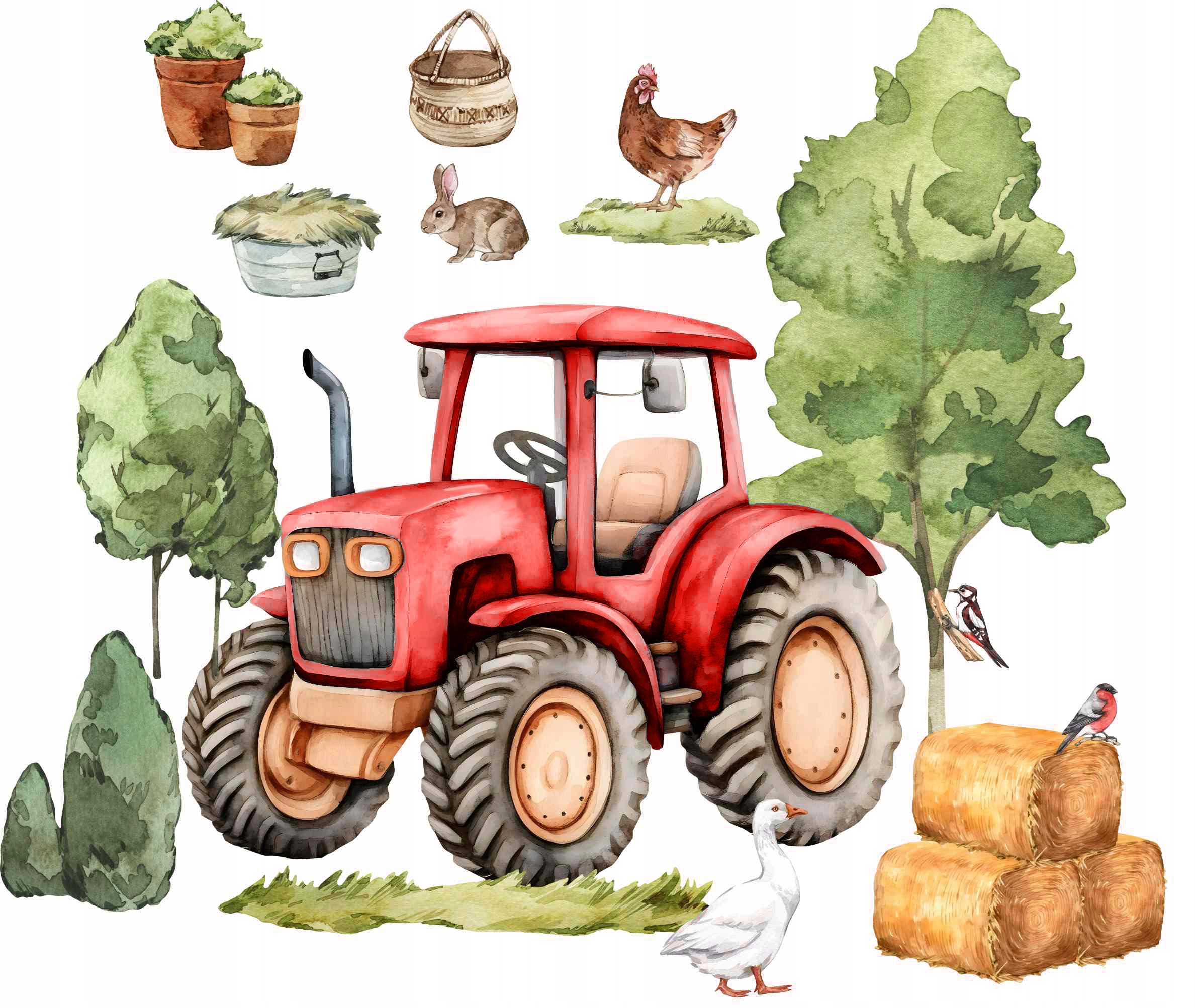 XXL Naklejki na ścianę dla dzieci Farma Traktor drzewo gąska gospodarstwo