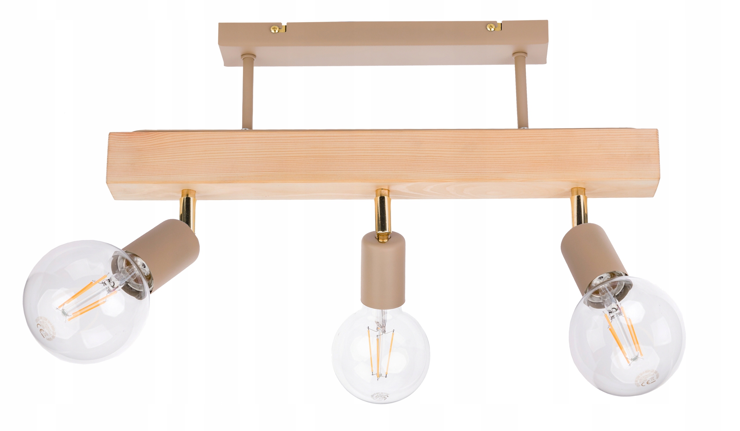 Dřevěná závěsná stropní lampa Lustr Stropní Svítidlo Loft Kašmír 3x E27