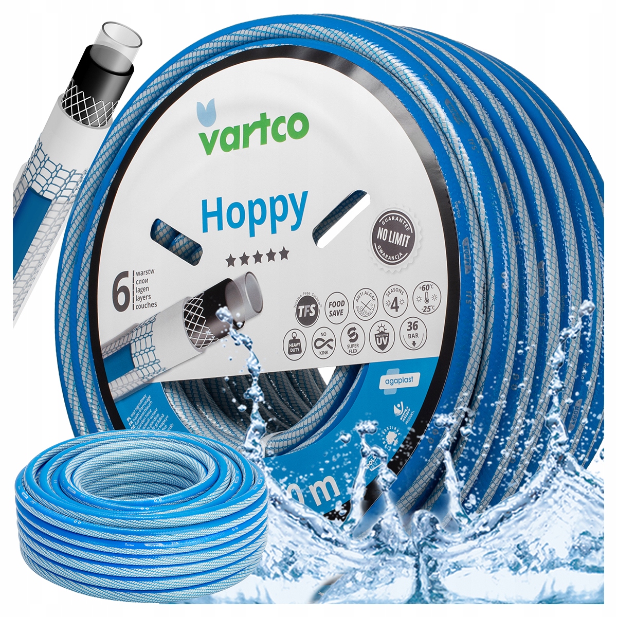 Gumová Zahradní Hadice 30 m 3/4 Palce 6 Wartswová Nekroutící Tfs 36 Bar Uv