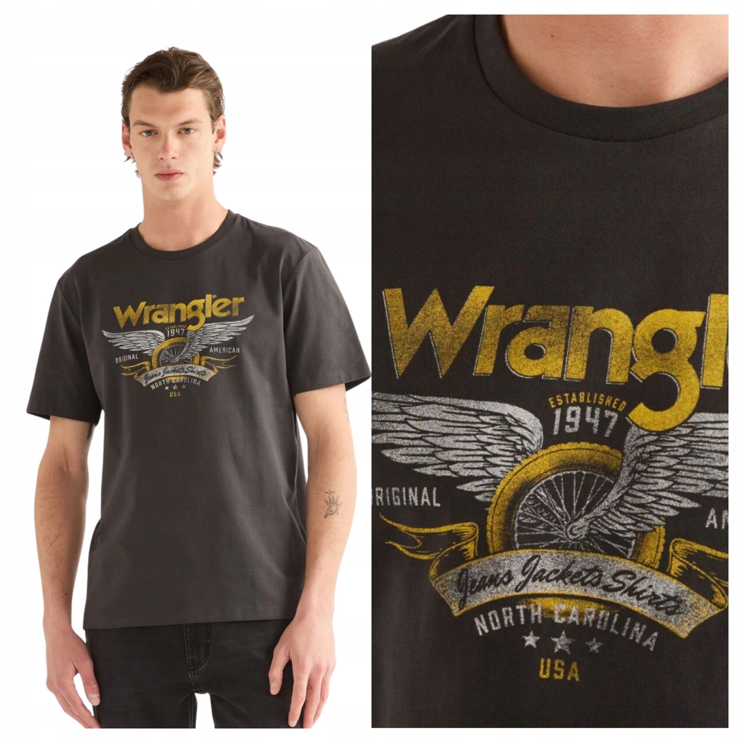 pánské tričko Wrangler Americana Tee Černá Tričko S Potiskem M