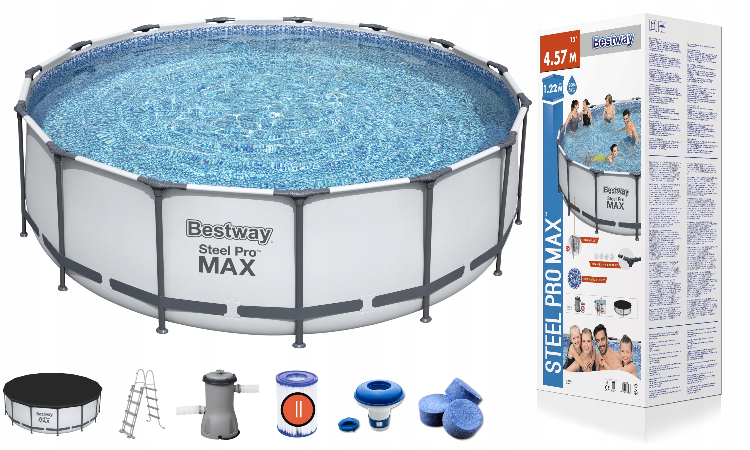 

Basen Bestway 457x122 Pompa Stelaz Pokrywa Pro Max