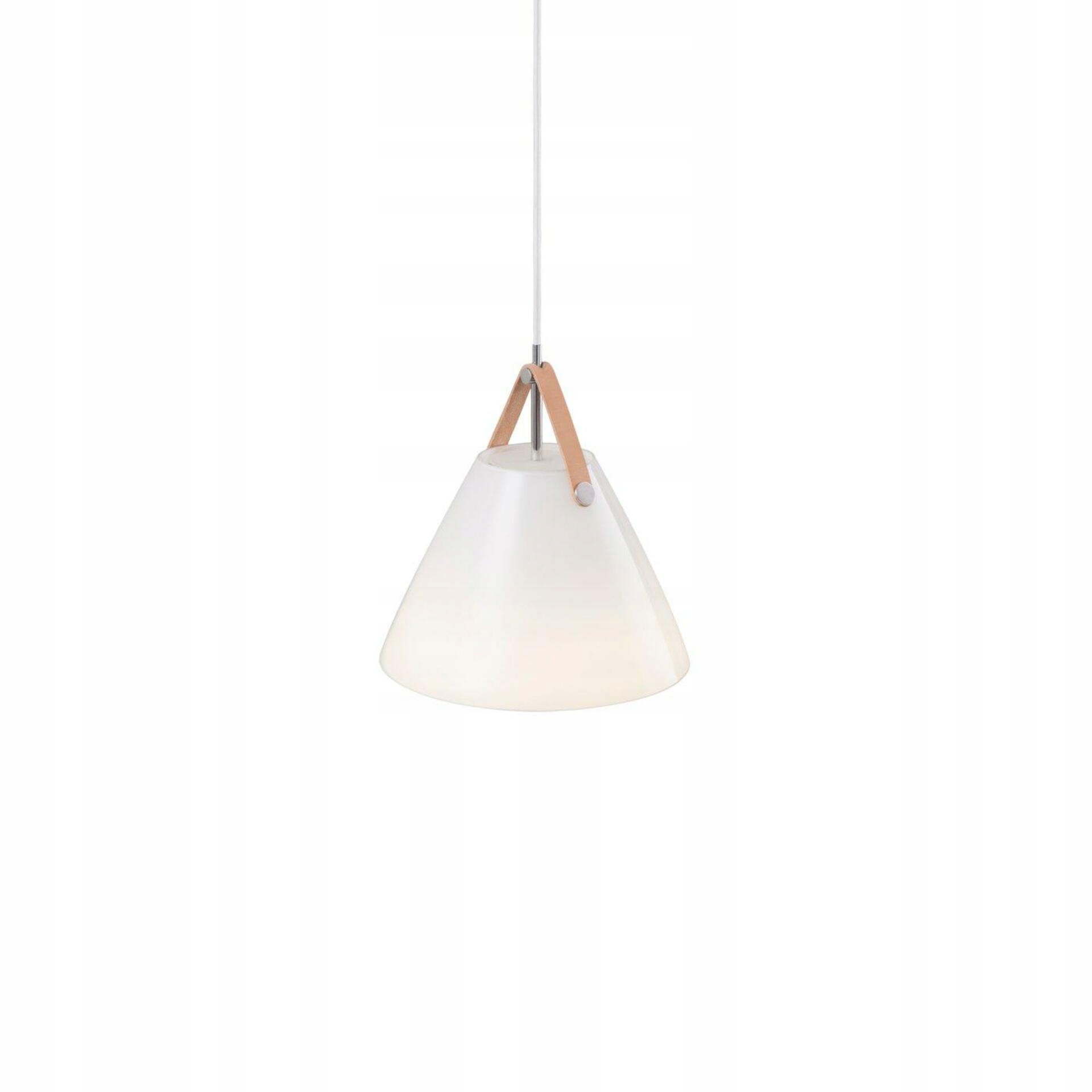 Nordlux Strap 27 závesné svietidlo, opálové sklo, kožený popruh, E27, 27 cm
