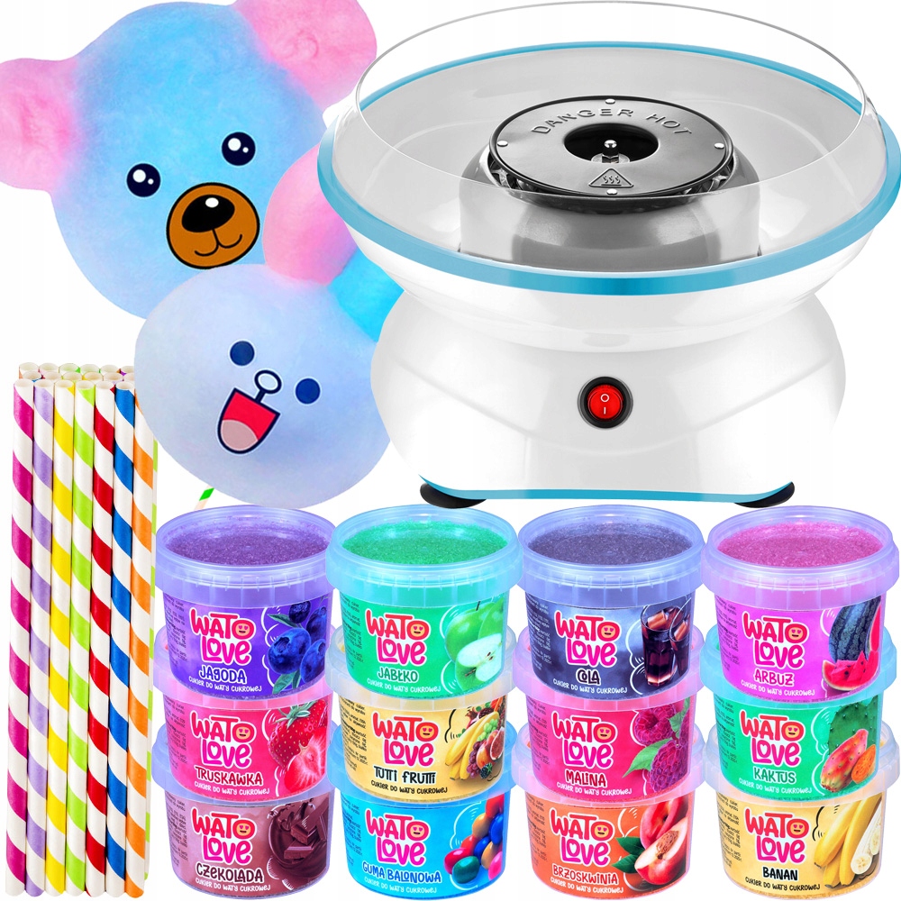 Maszyna Maszynka Do Waty Cukrowej Patyczki Kolorowy Cukier Duża Misa XXL