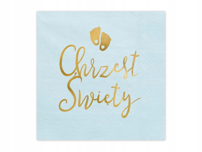 Serwetki Chrzest Święty Chłopca Złote Niebieskie Eleganckie Duże 12szt