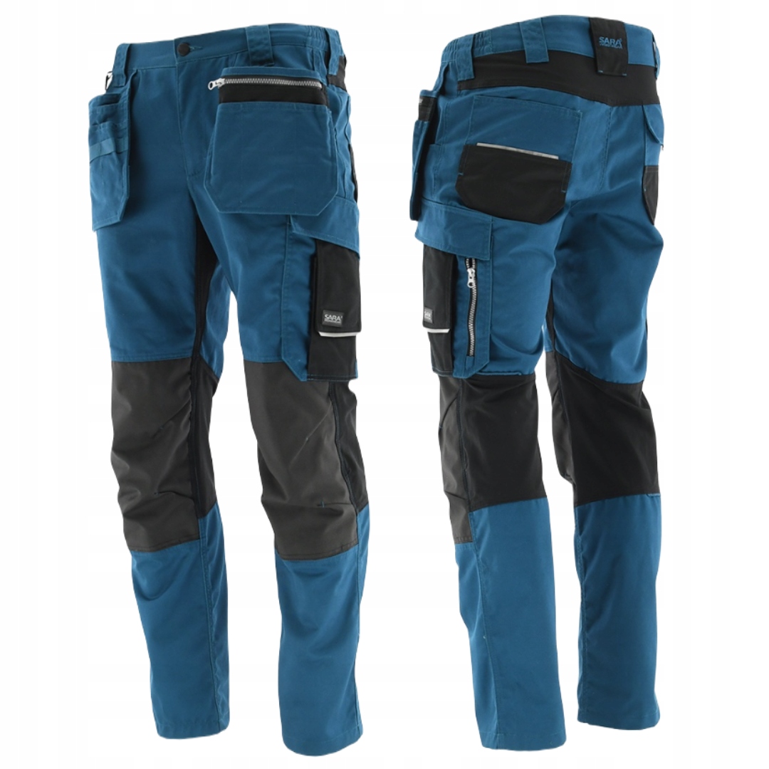 Spodnie robocze Monterskie elastyczne mocne ochronne kieszenie