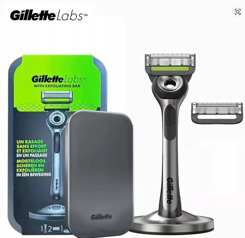 Gillette Labs holicí strojek, magnetický stojan, cestovní pouzdro, 2 nože