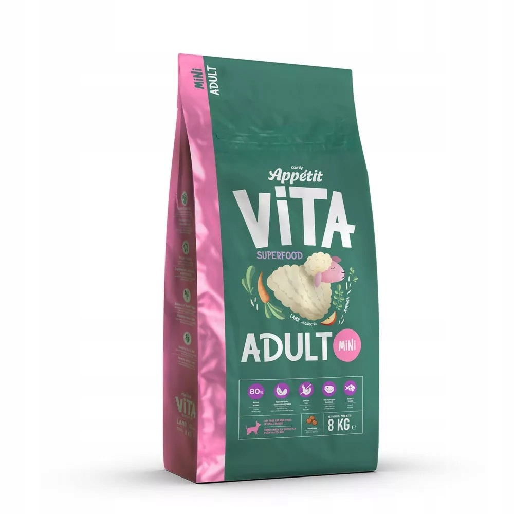 Levně Comfy Appetit Vita Mini 8KG Suché Krmivo pro psy s jehněčím masem – složení