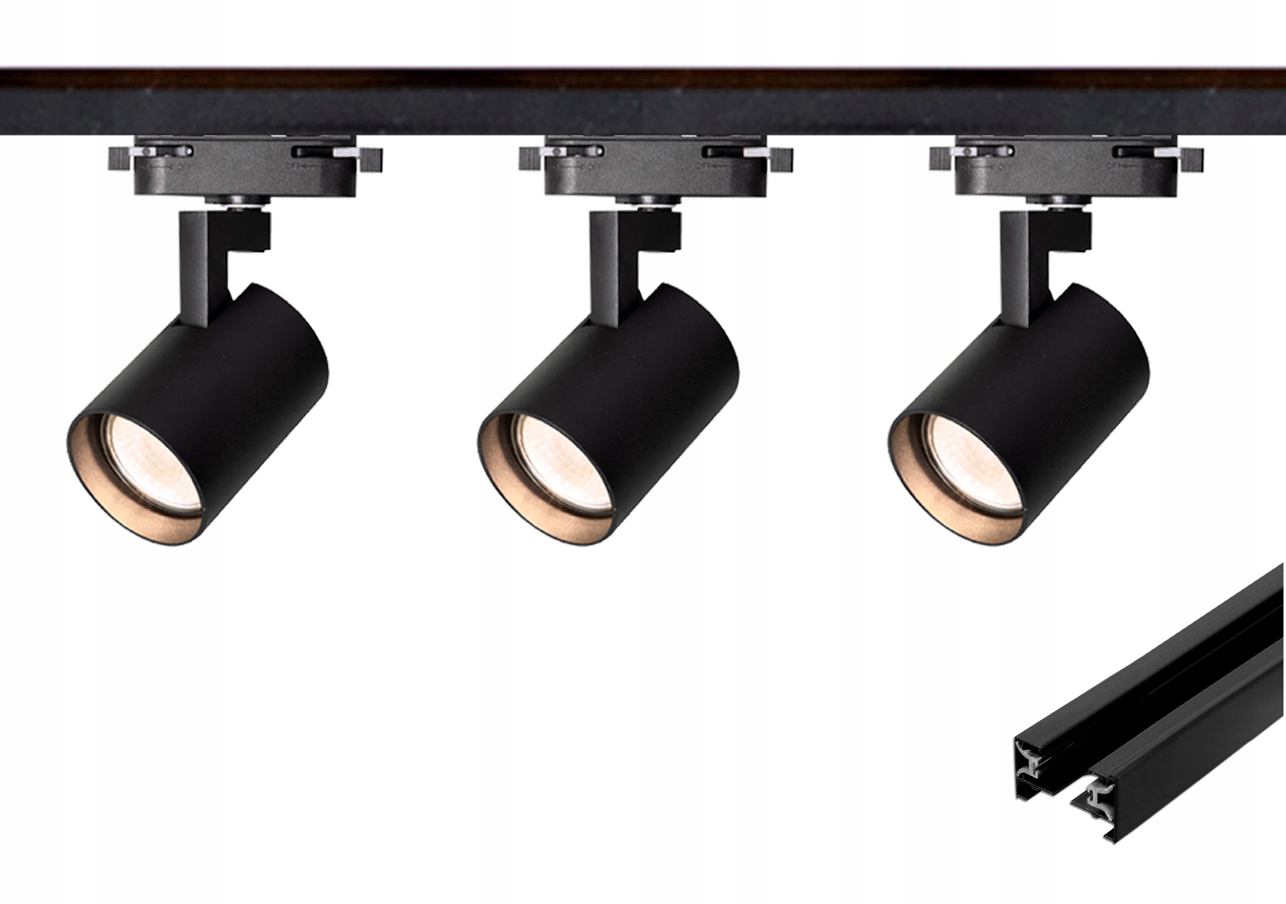 System szynowy Led 3x lampa GU10 Czarny 1-fazowy szyna 100cm. Premium