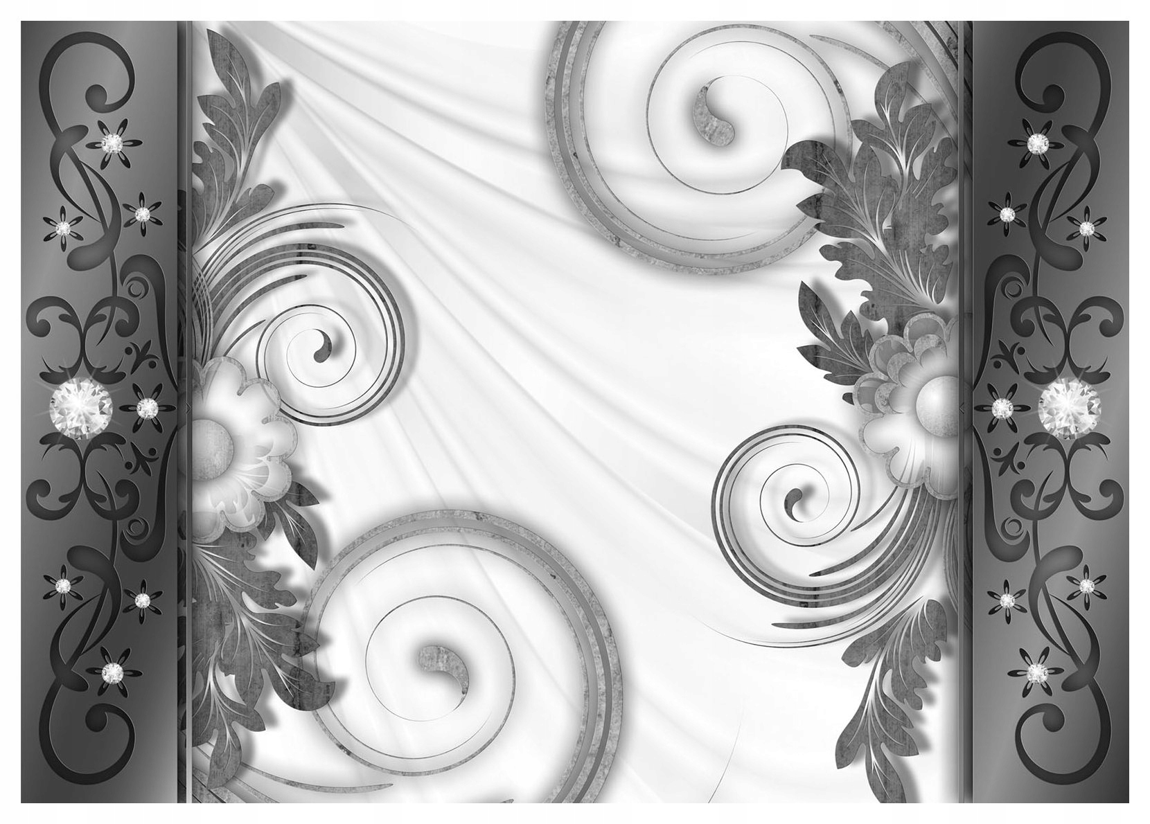 Fototapeta Stříbrné květiny Ornament Elegance do obývacího pokoje 350x250 lepidlo