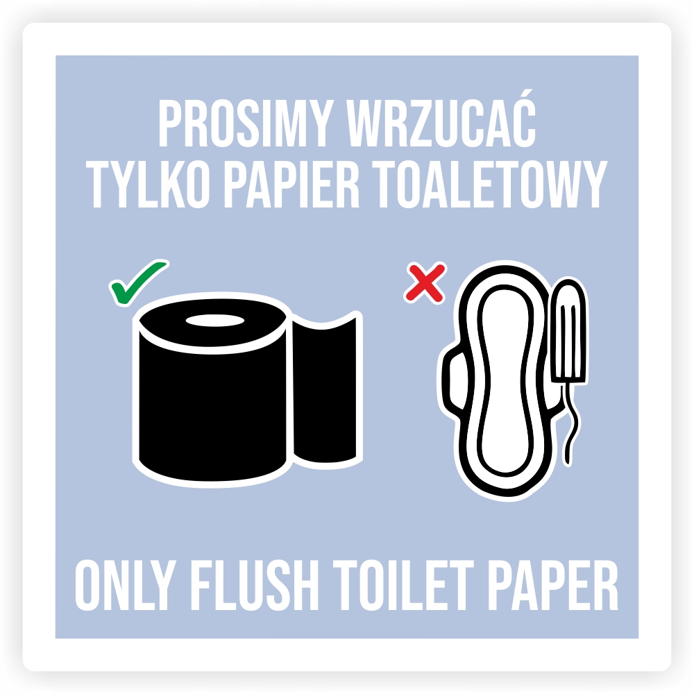 

Naklejka Wrzucać Tylko Papier Toaletowy 20 cm