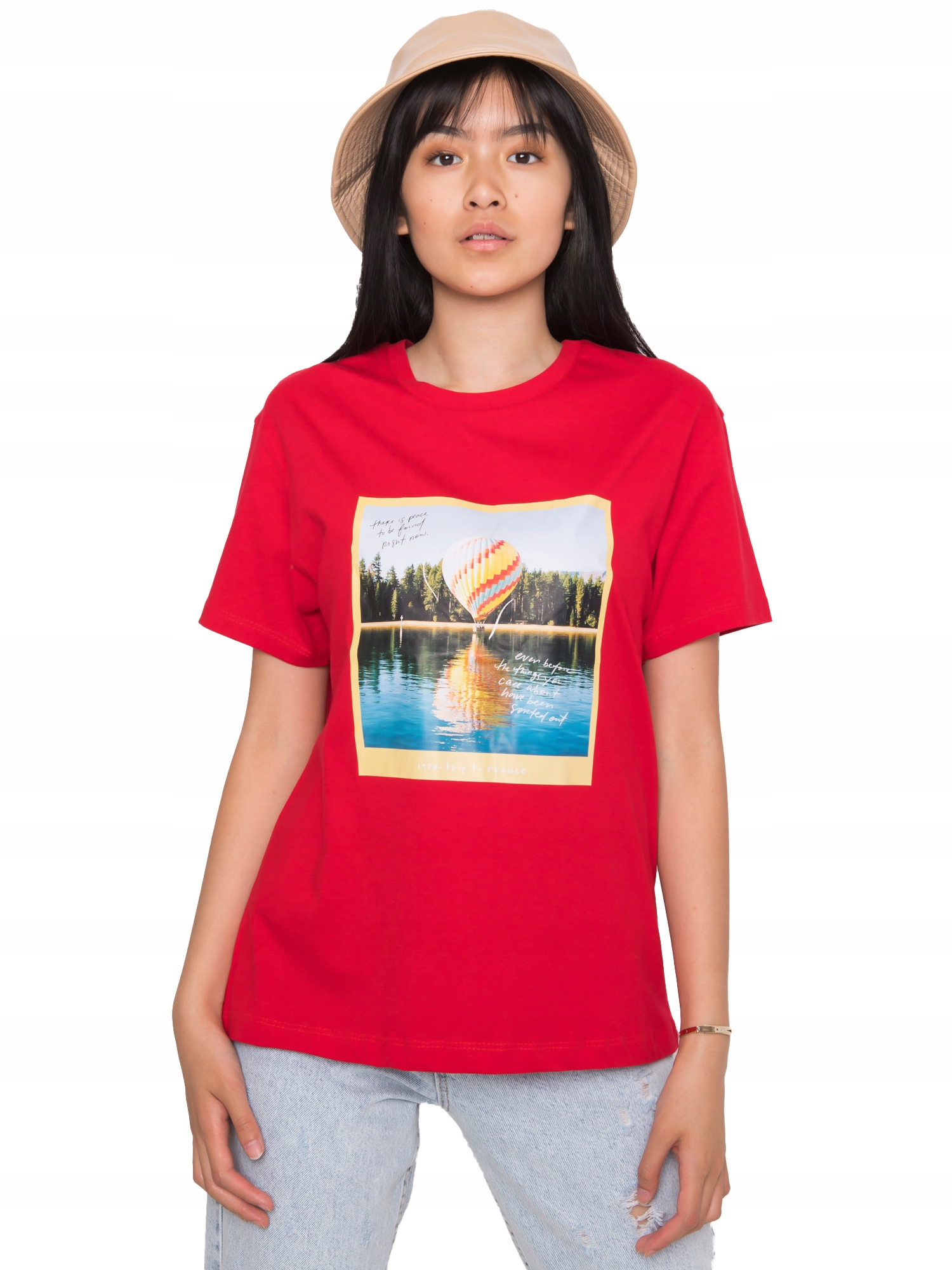 

Bawełniana Koszulka damska T-shirt nadruk - S