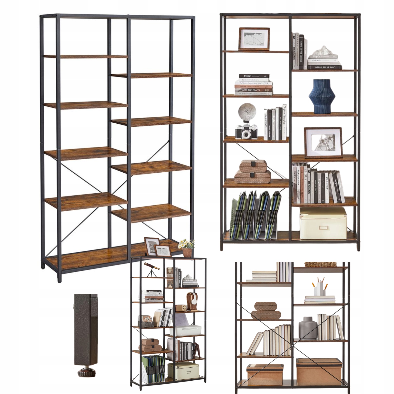 Regál Otvorený, stojaci, Veľká polica na knihy do obývacej izby Industriálnej kancelárie