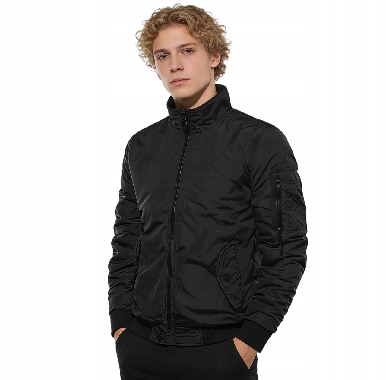 Pánská přechodová bomber bunda s podšívkou a elastickými manžetami