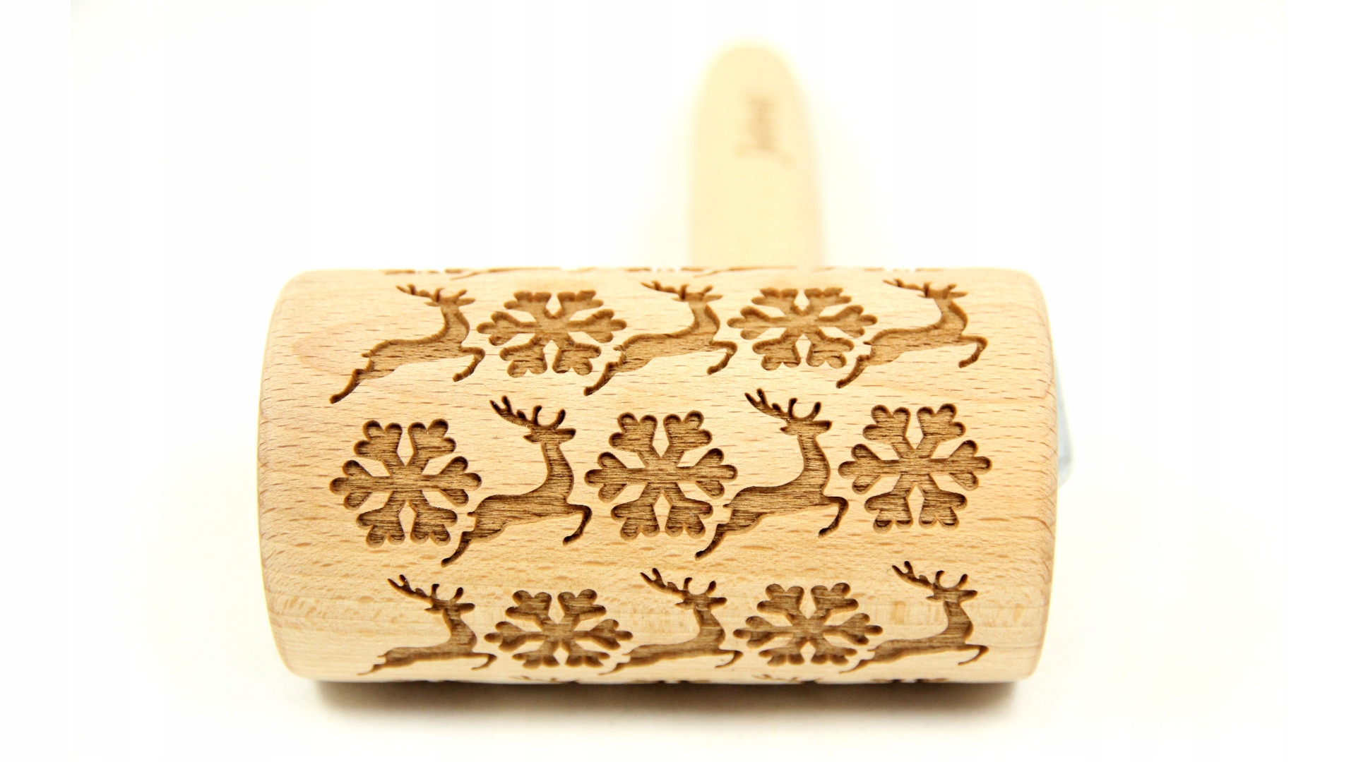 MINI WAŁEK GRAWEROWANY RENIFERY I ŚNIEŻYNKI Marka Folkroll