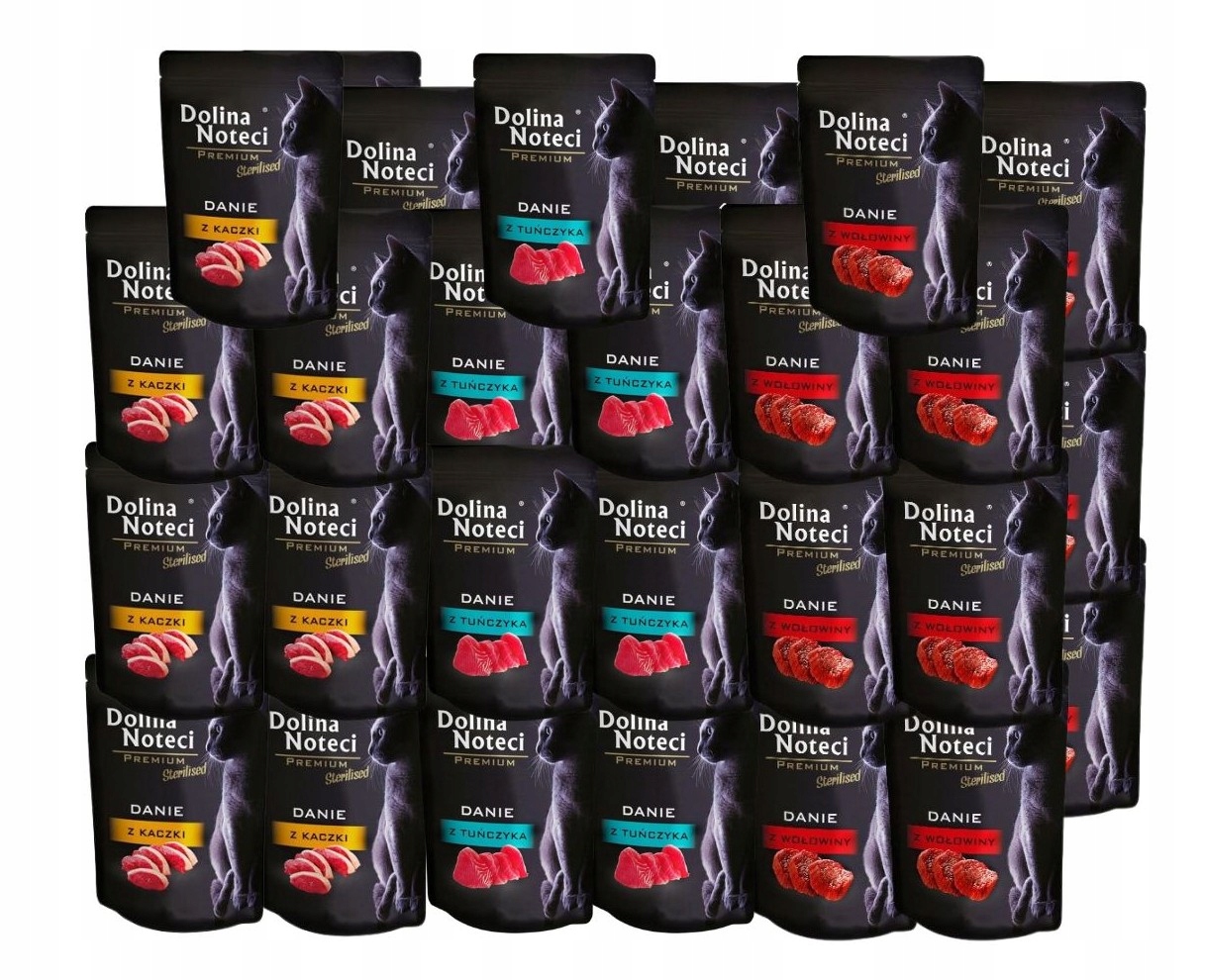 Levně Dolina Noteci Mokré krmivo pro kočky Jídlo MIX 3 příchutí 40x85 g Bez Obilovin