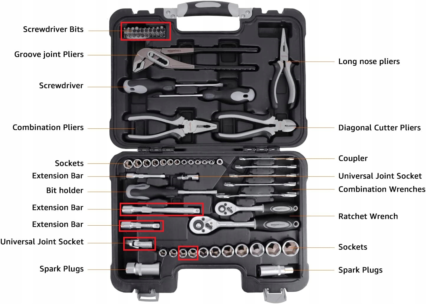 AmazonBasics Zestaw narzędzi w walizce Marka Amazon