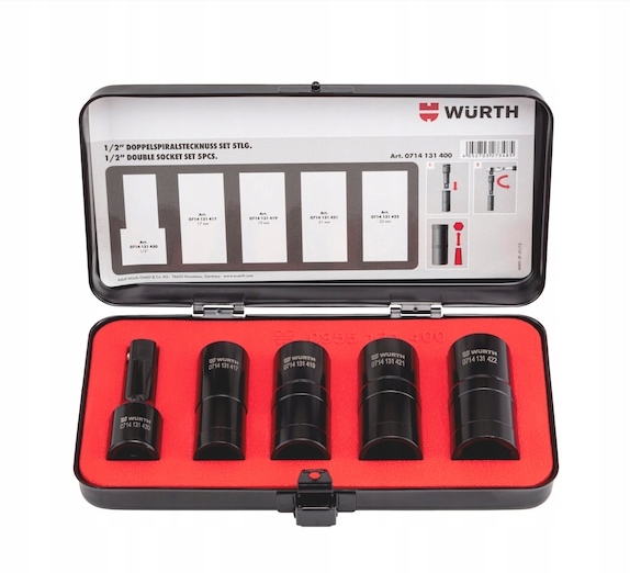 Wurth Sada Dvojitých Spirálových Nástavců 1/2" HEX-WS13-L28-D4 0714131400